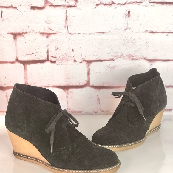 J CREW MacAlister Black Suede Rubber Wedge Ankle Boots Booties Size 8 - Picture 16 of 16